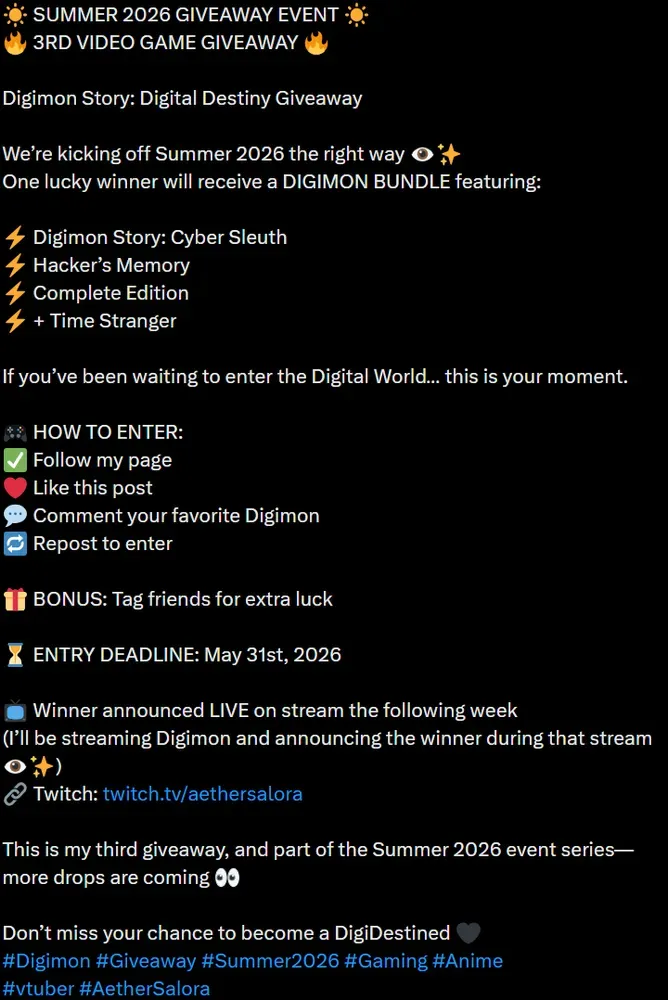 Digimon Story Digital Destiny & Cyber Sleuth Complete Edition Giveaway